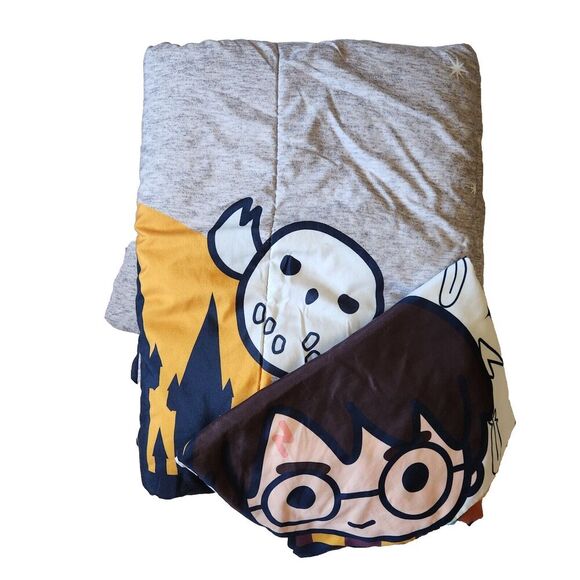 Harry Potter Icon Twin Comforter Pillowcase Gray Wizard Hogwarts‎ Reversible - Picture 10 of 15